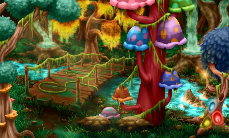 Colorful Mushroom Forest