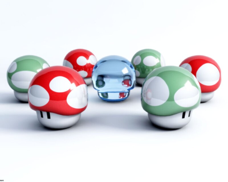 Colorful Mushrooms — Red, Playful, 3d Render, White Background