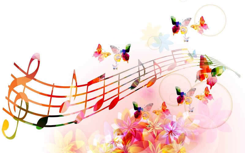 colorful music and butterflies