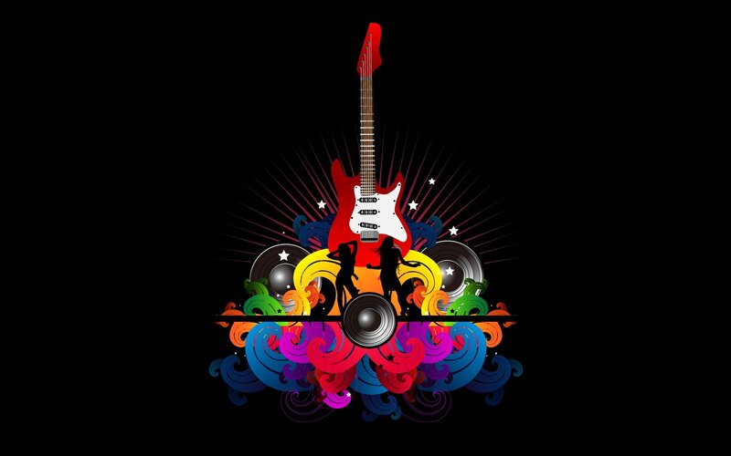 colorful music art with guitar