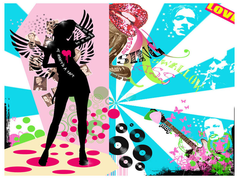 colorful music collage art