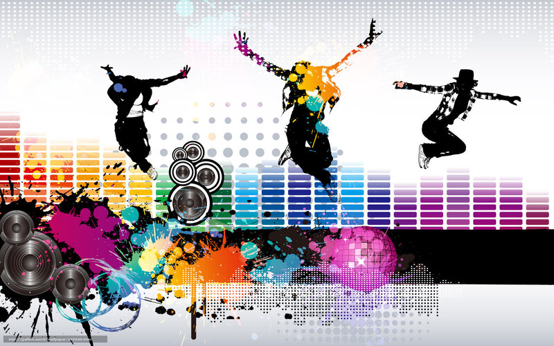 Colorful music dance party