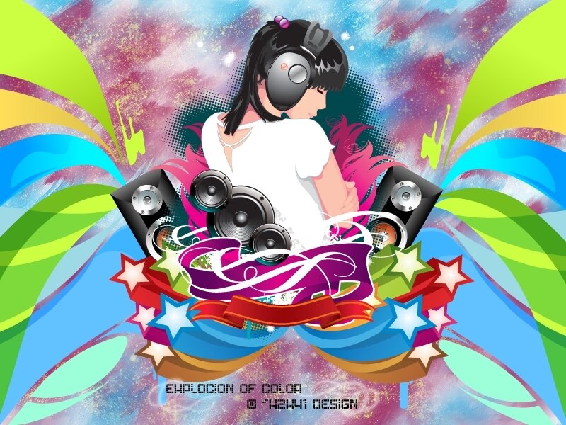 Colorful music explosion art