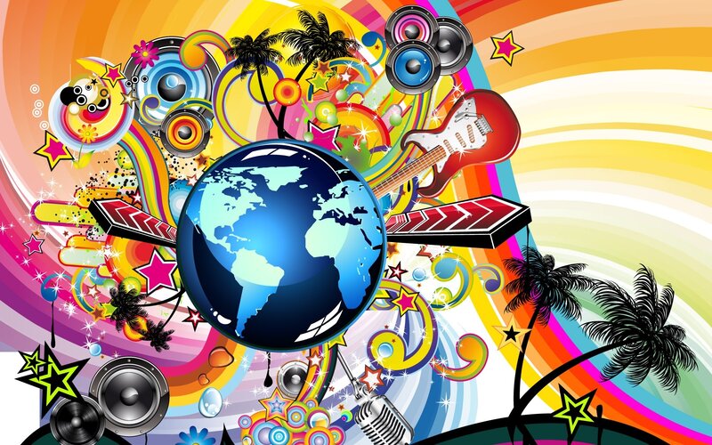 colorful music festival collage