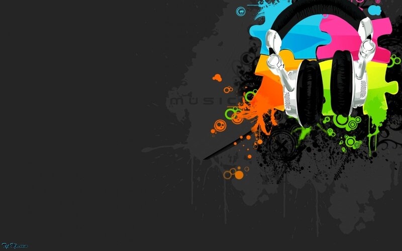 colorful music headphones wallpaper