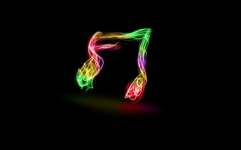 colorful music note light trail