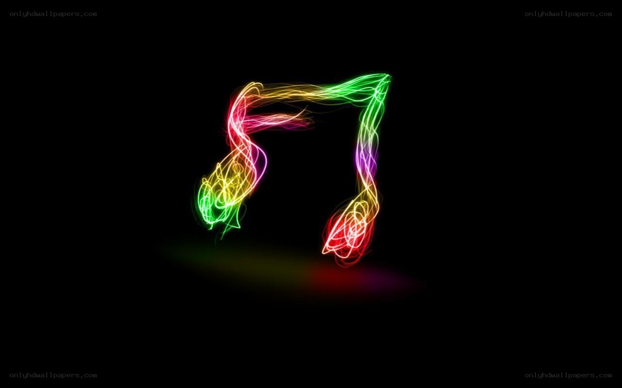 colorful music note light trail