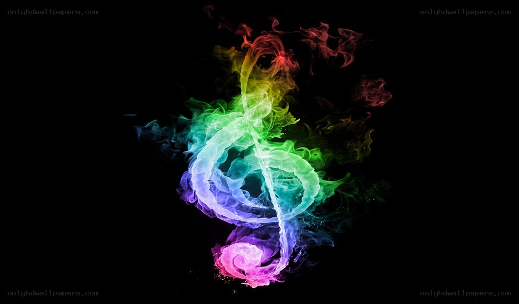 Colorful music note smoke
