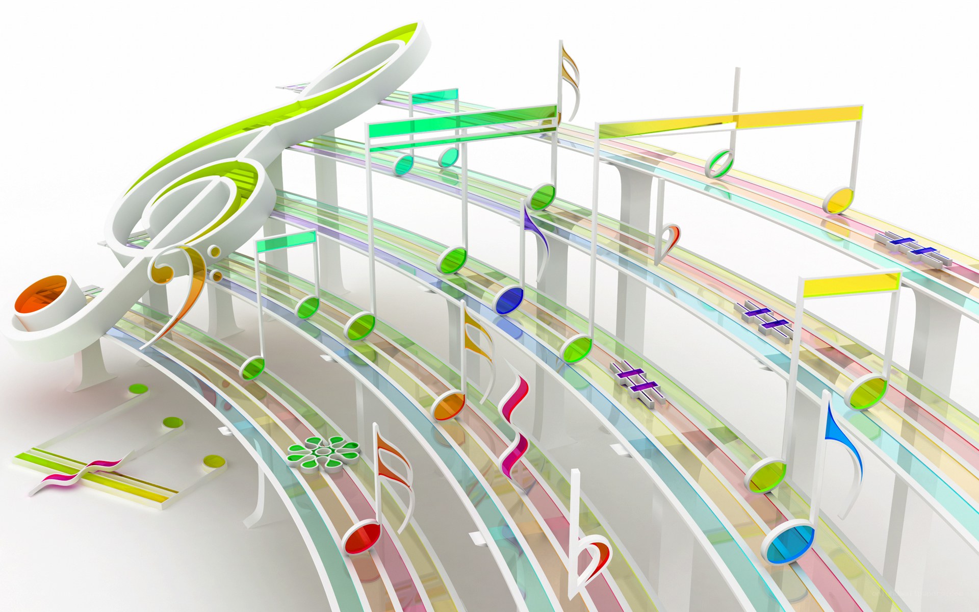 Colorful music note tracks