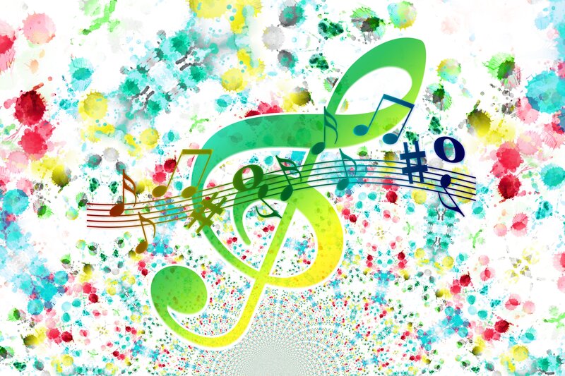 Colorful music notes art