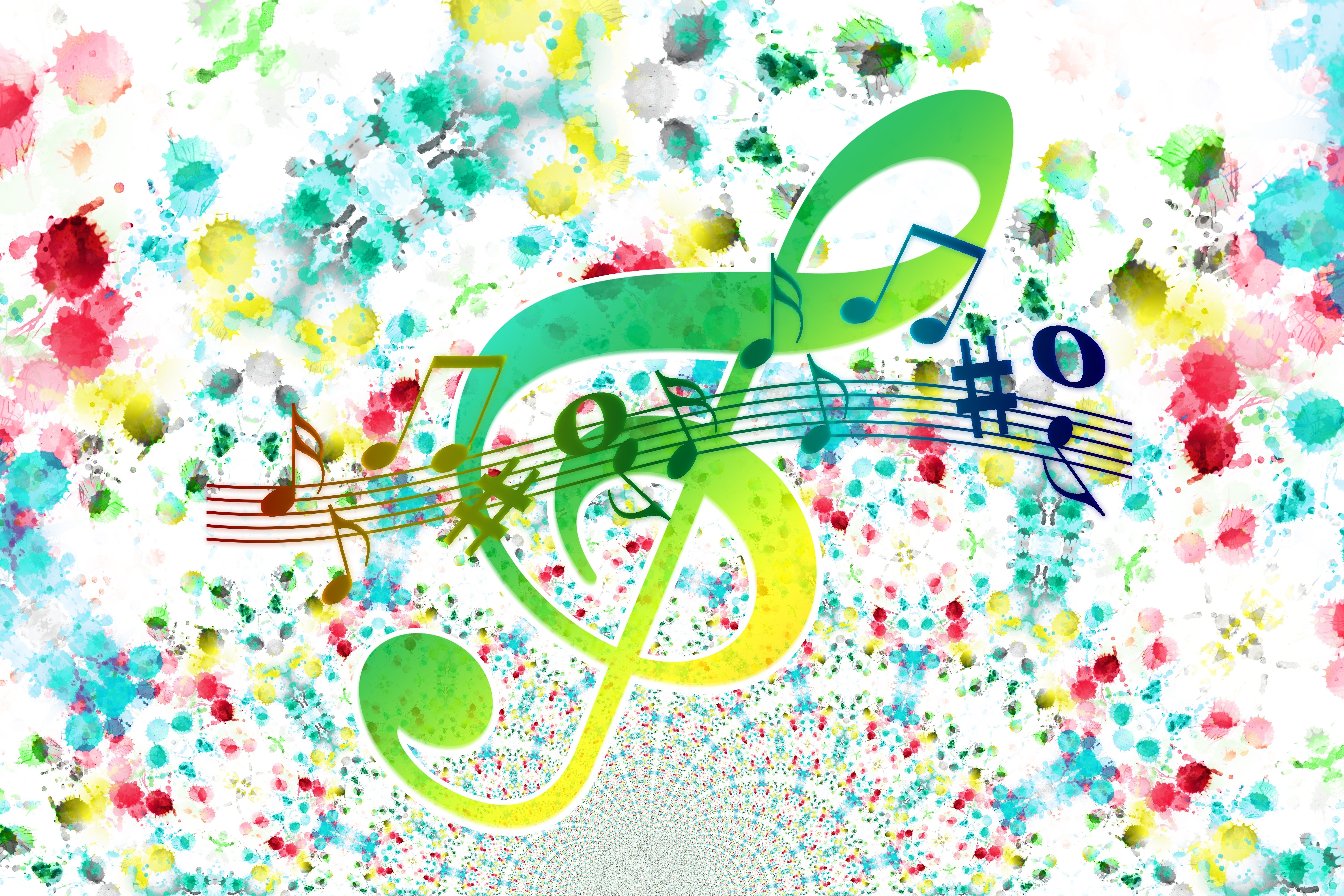 Colorful music notes art