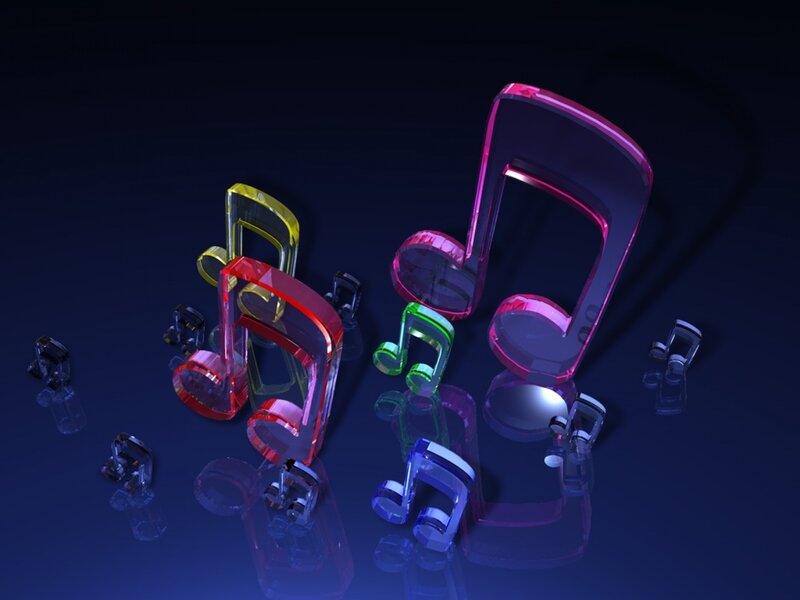Colorful Music Notes — Blue, Abstract
