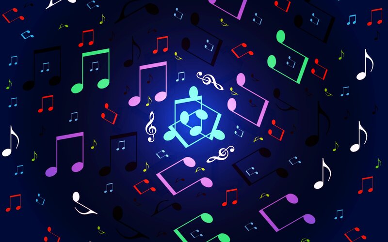 Colorful Music Notes — Blue