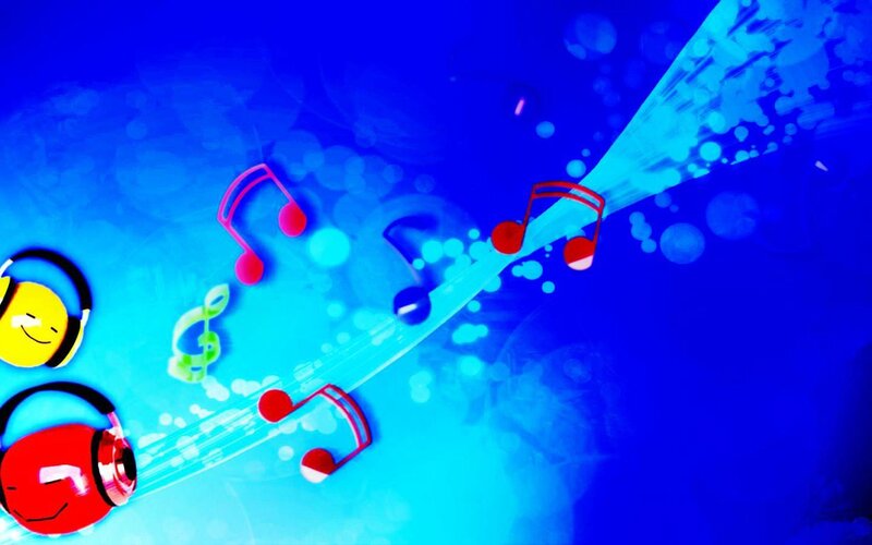 Colorful Music Notes — Blue, Vibrant