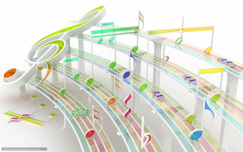 Colorful music notes on a staff