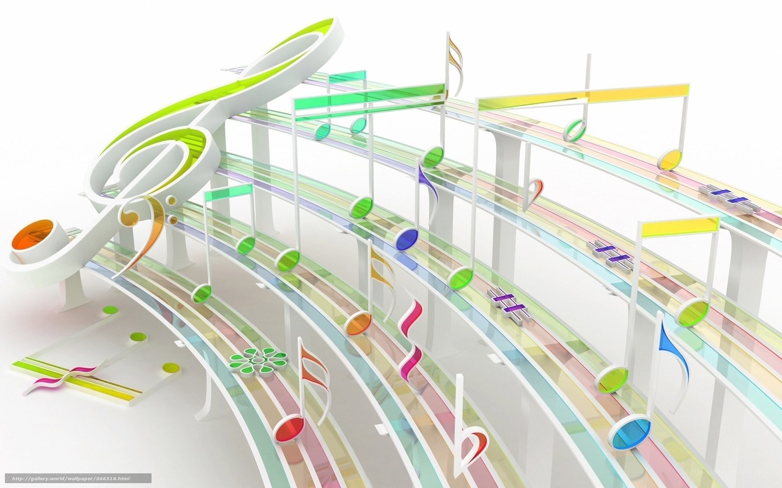 Colorful music notes on a staff