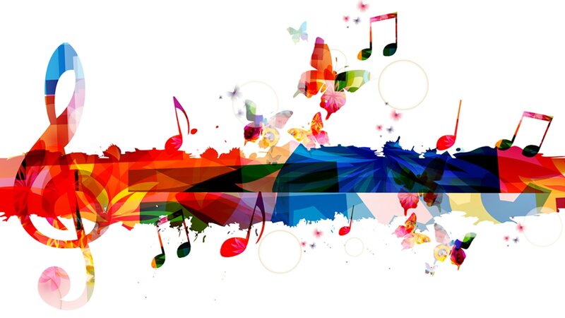 Colorful Music Notes — Red