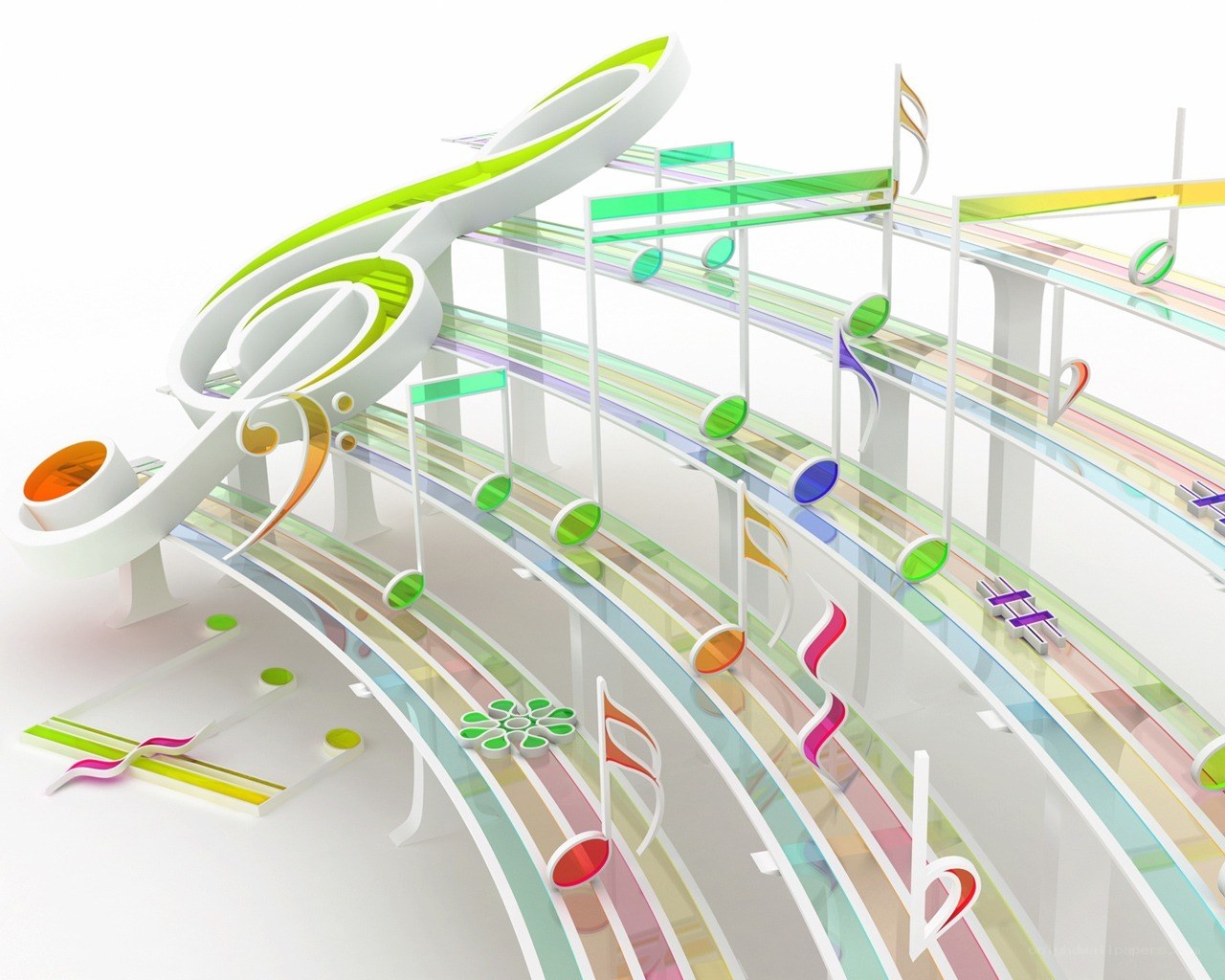 Colorful music notes sculpture