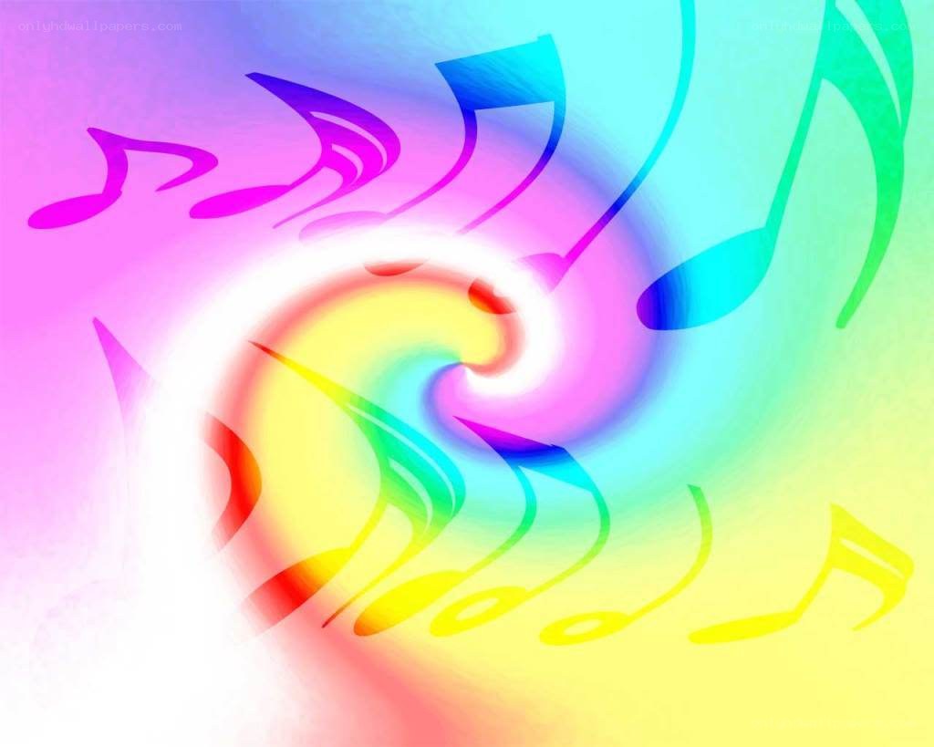 colorful music notes swirl