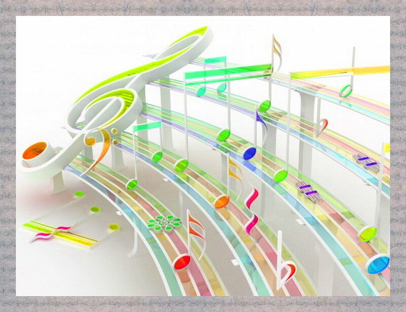 Colorful Music Notes — White