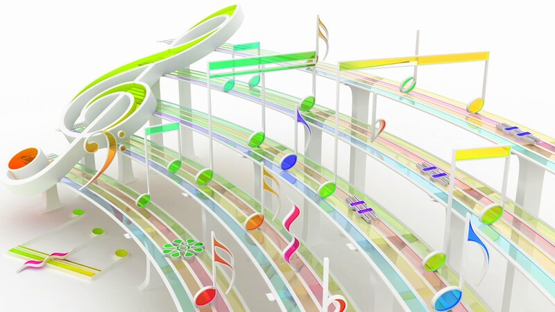 Colorful Music Notes — White, Vibrant