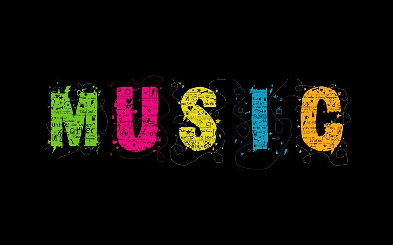 colorful music text art