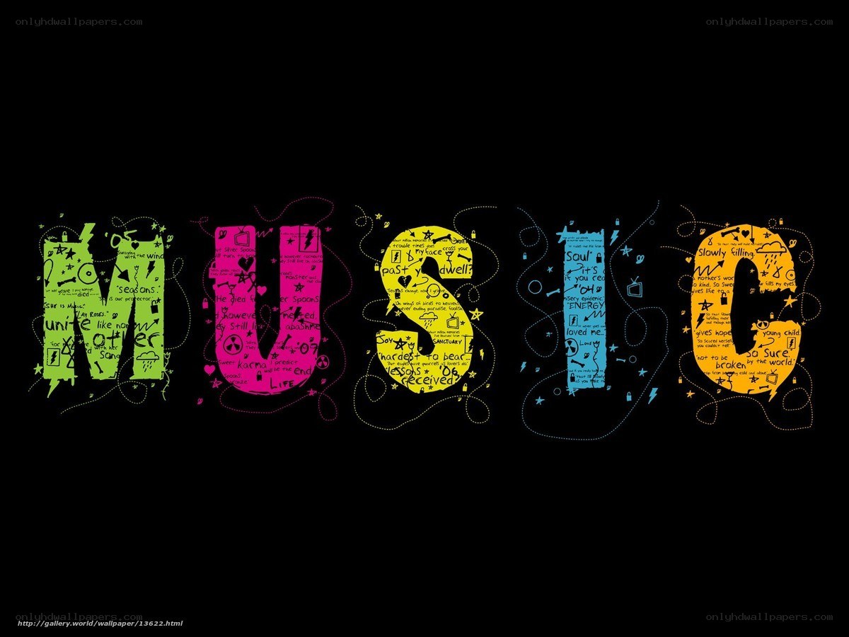 Colorful music text art