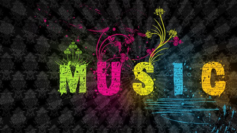 Colorful Music Text — Black