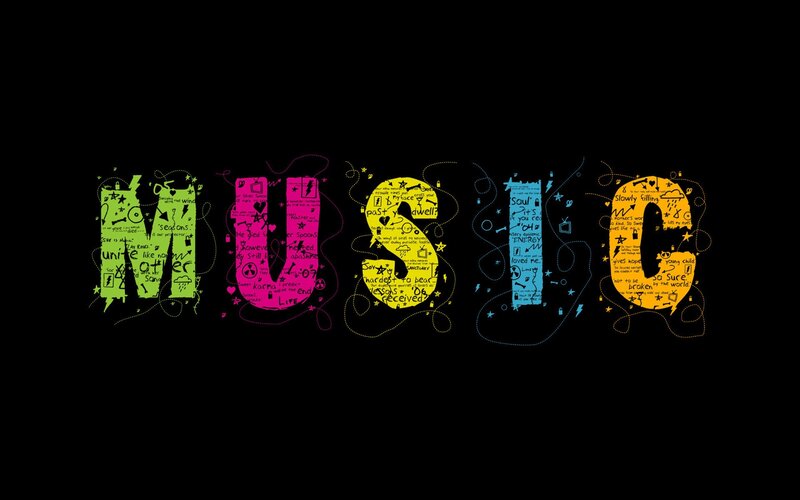 colorful music-themed text art