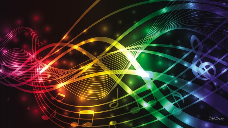 Colorful Music Waves — Black