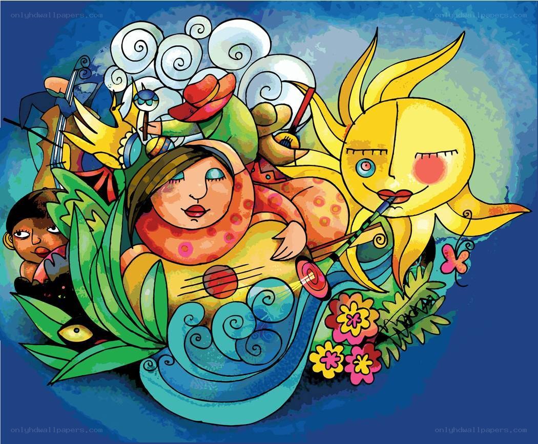 Colorful musical fantasy scene
