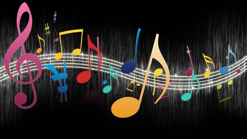 Colorful Musical Notes — Black