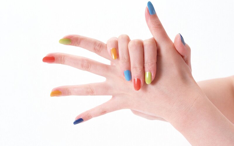 colorful nail polish hands