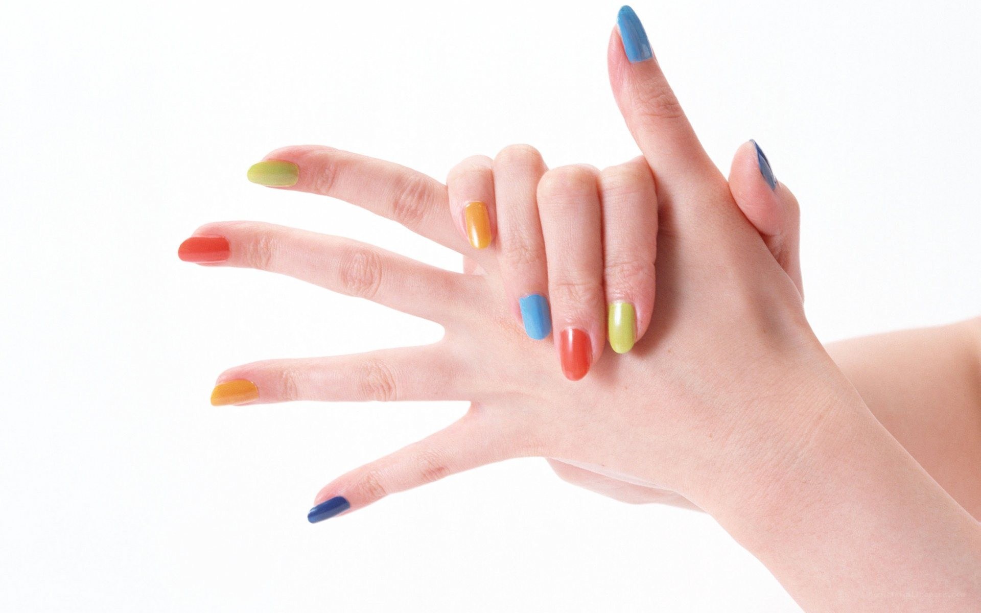 colorful nail polish hands