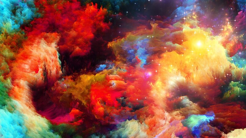 Colorful Nebula Clouds — Red, Dramatic, Digital Art