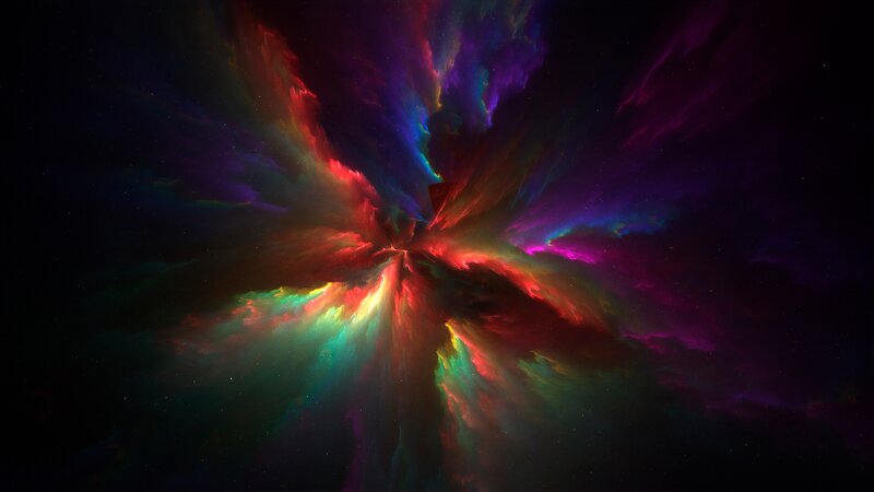 Colorful Nebula Explosion — Red, Dramatic, Digital Art