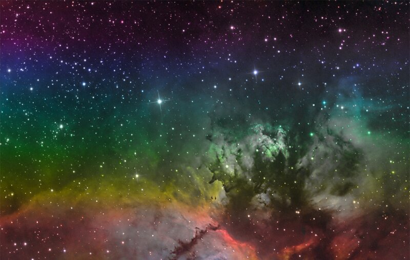 Colorful nebula in space