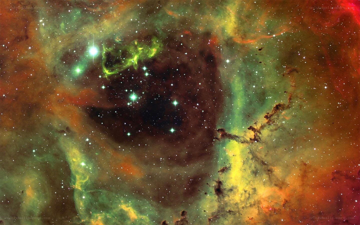Colorful nebula in space