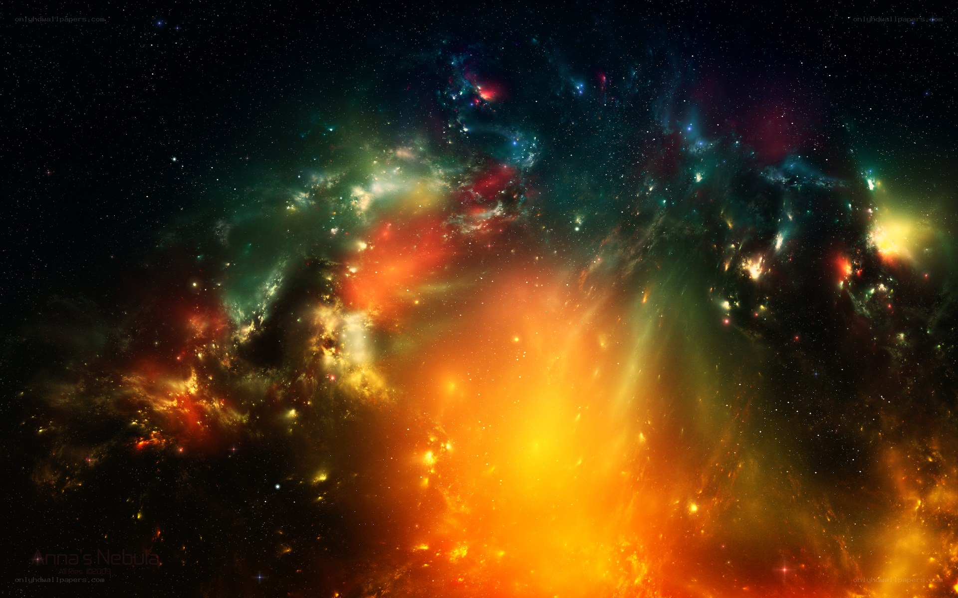 Colorful nebula in space