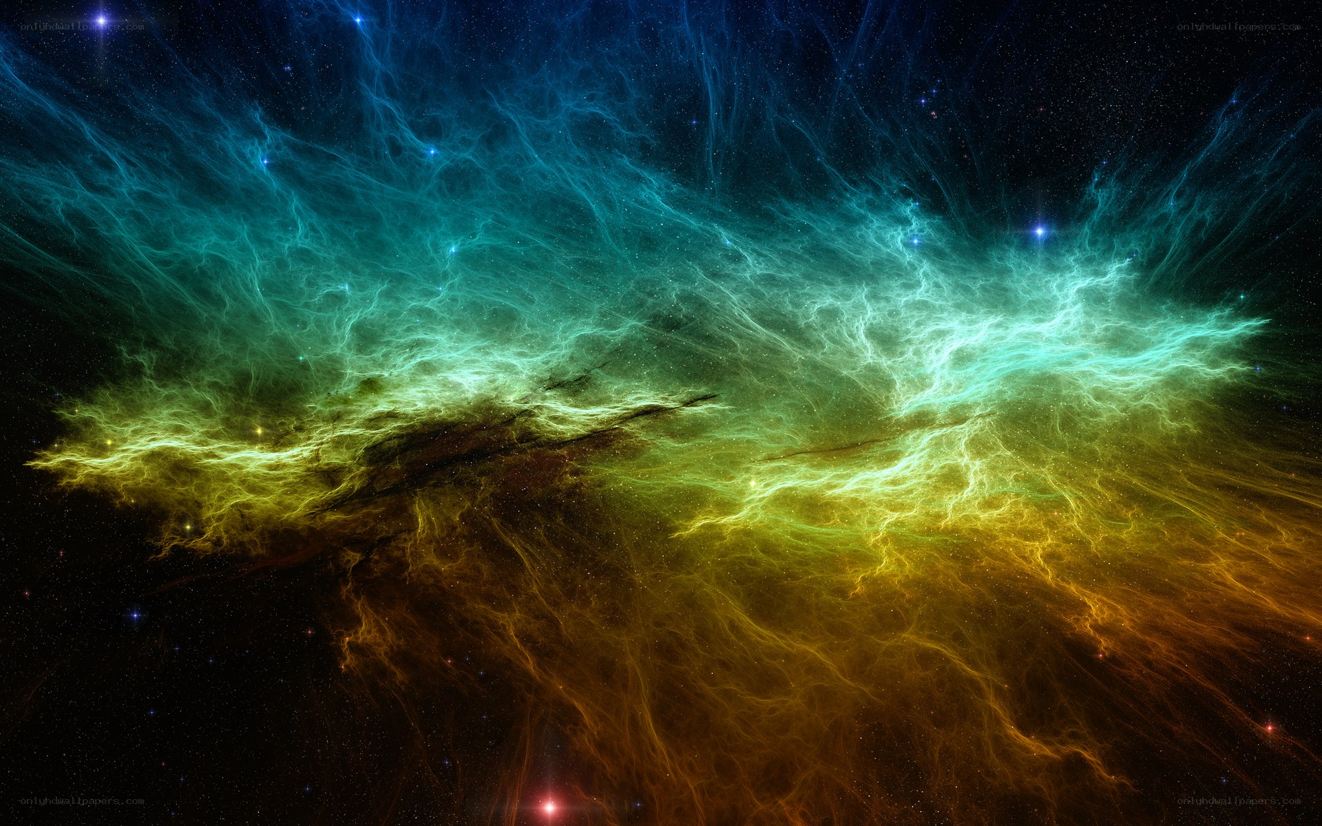 Colorful nebula in space