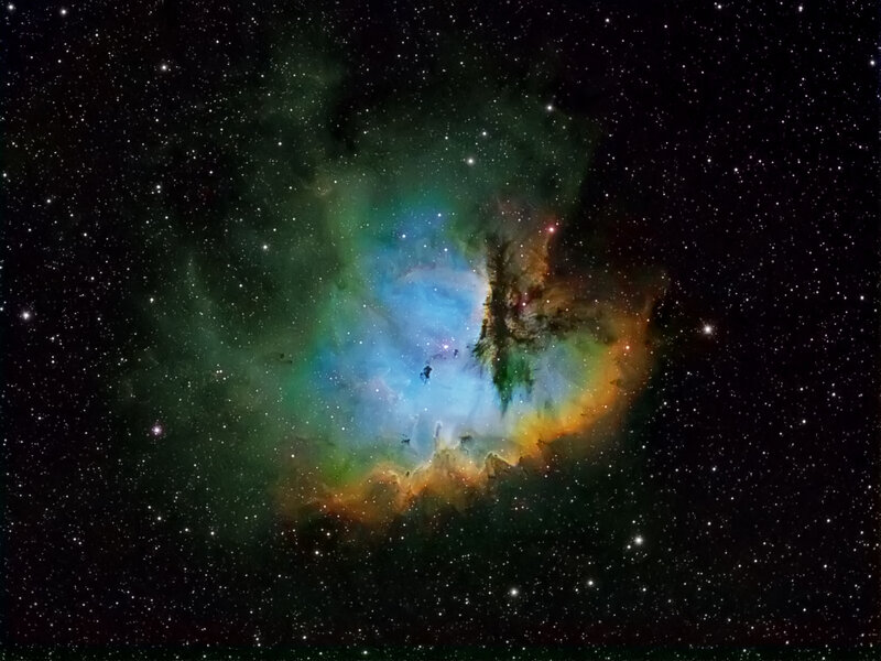 Colorful nebula in space