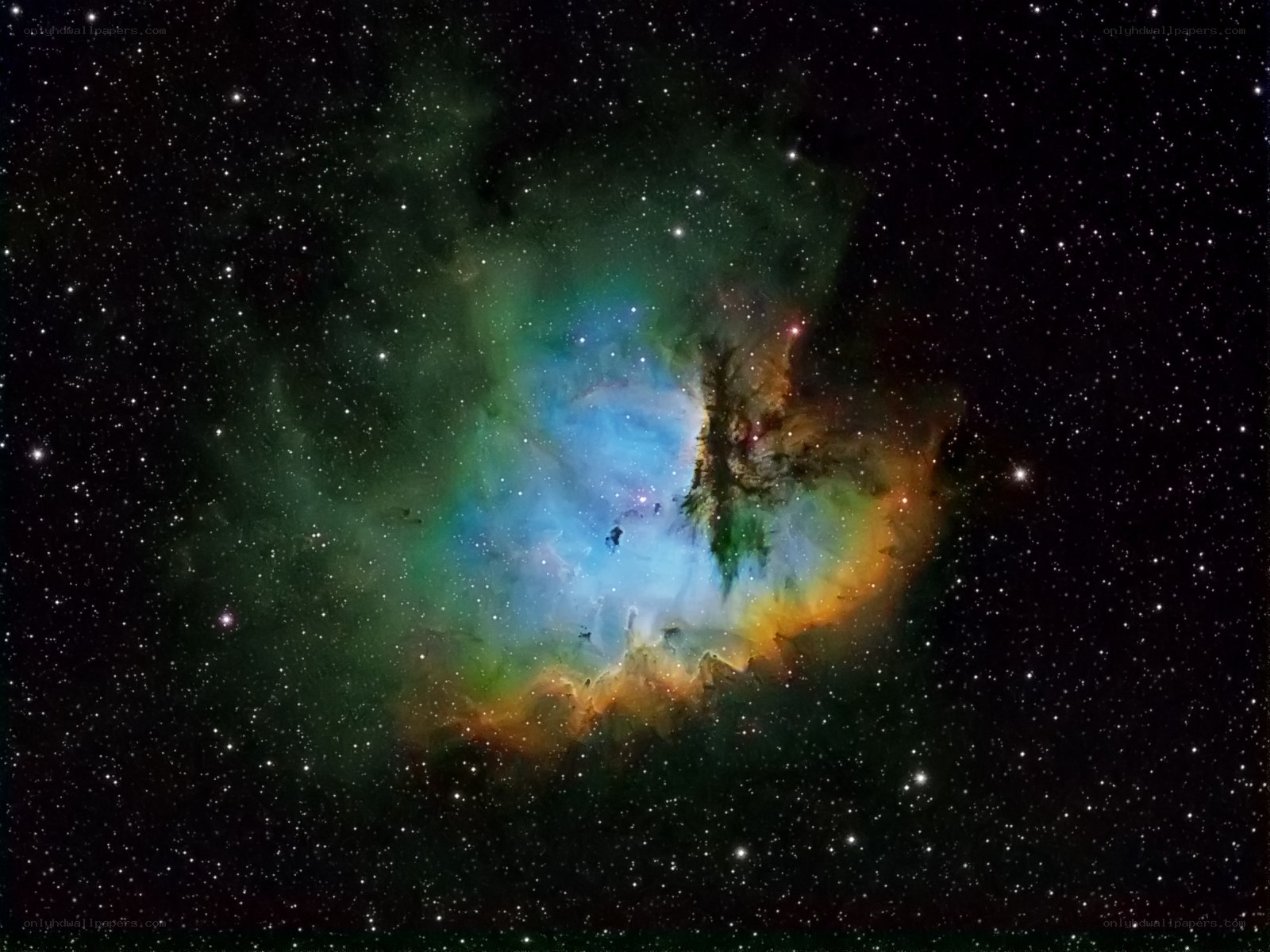 Colorful nebula in space
