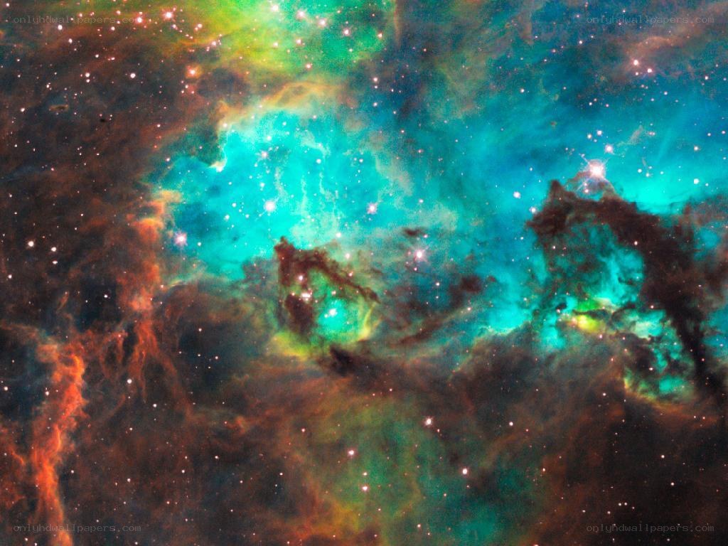 Colorful nebula in space