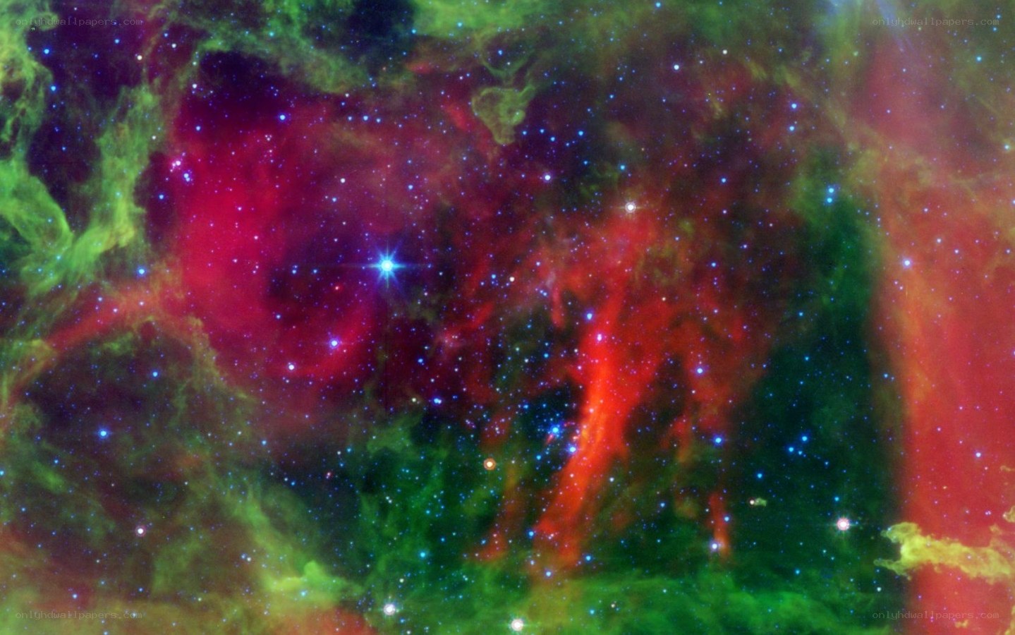 Colorful nebula in space
