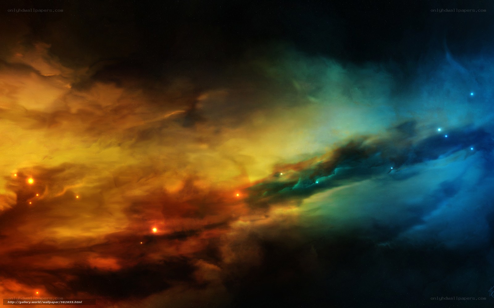 Colorful nebula in space