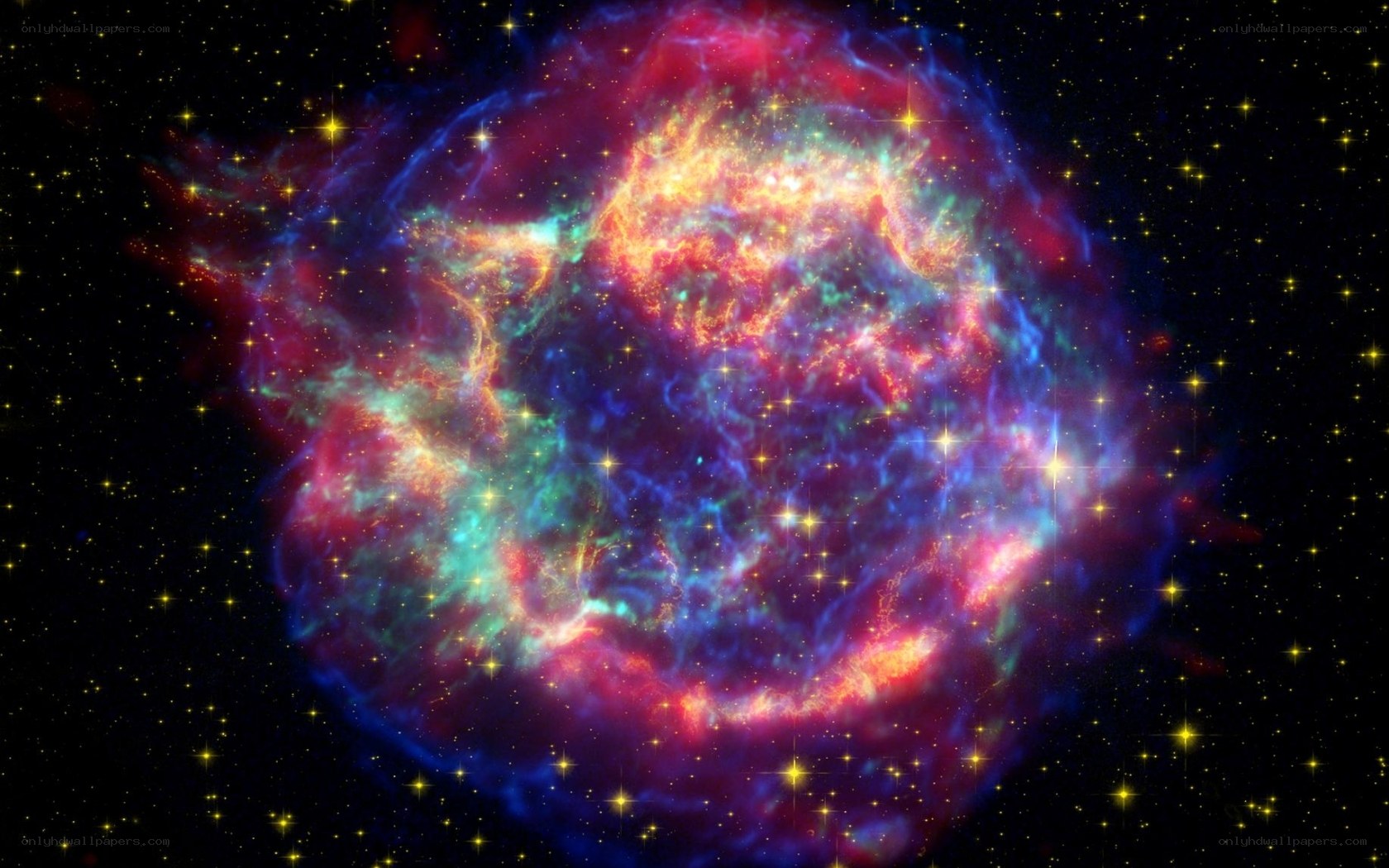 Colorful nebula in space