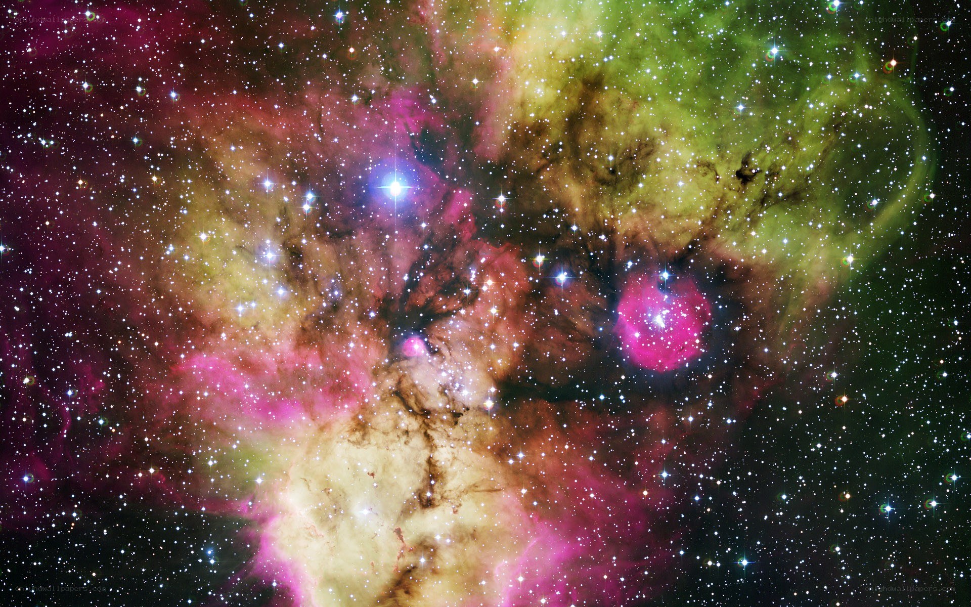 Colorful nebula in space