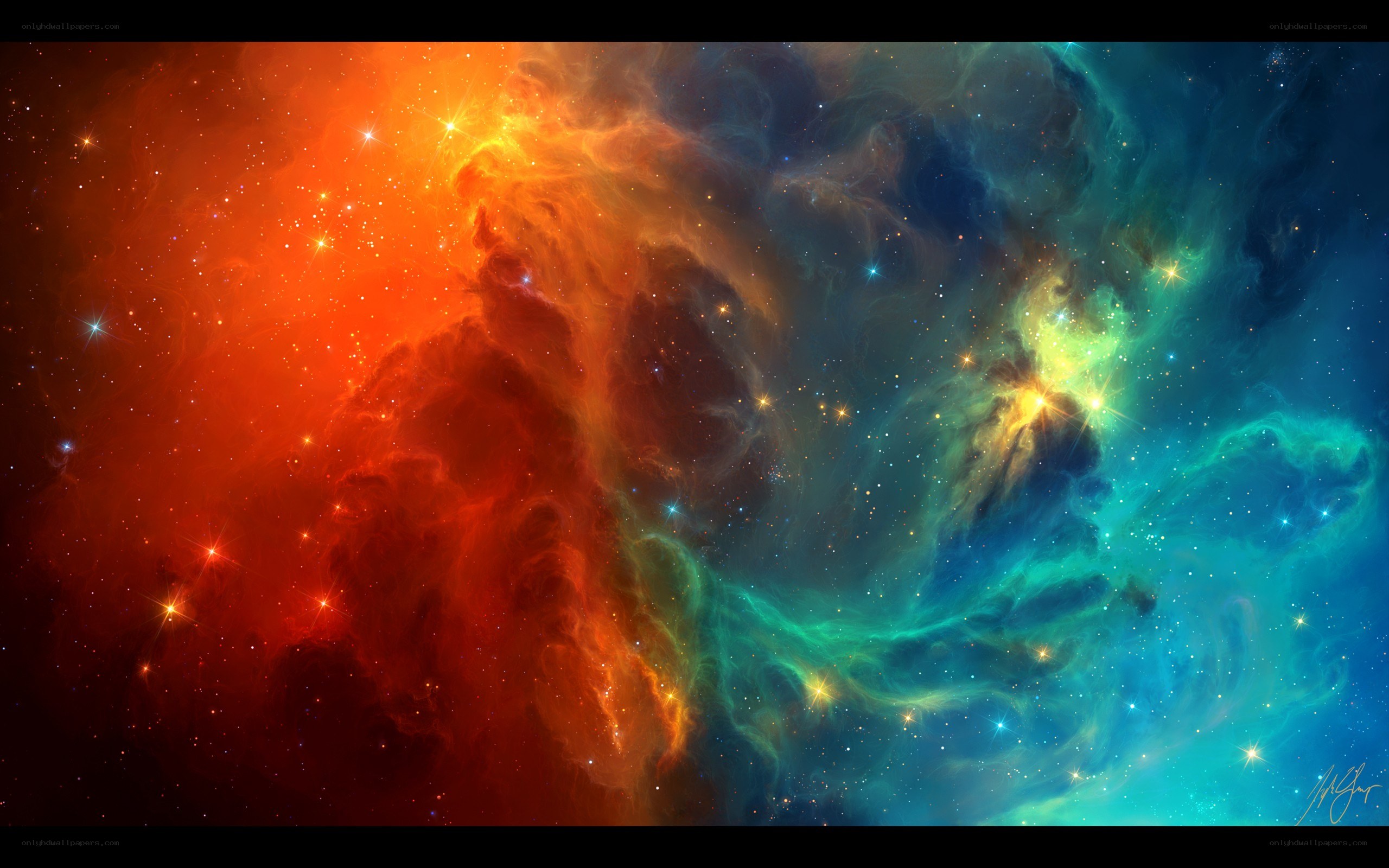 Colorful nebula in space