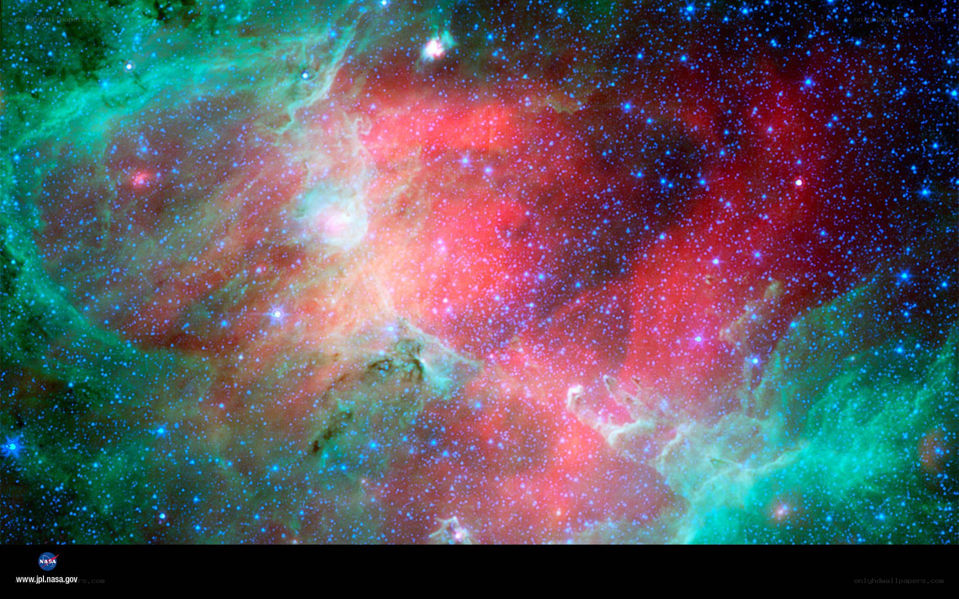 Colorful nebula in space