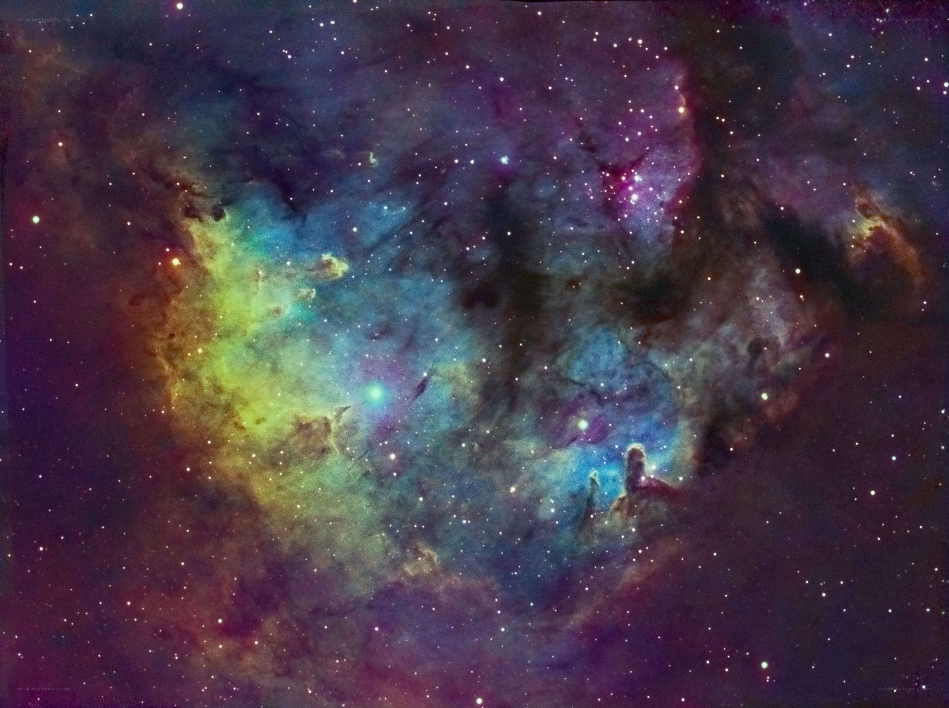 Colorful nebula in space